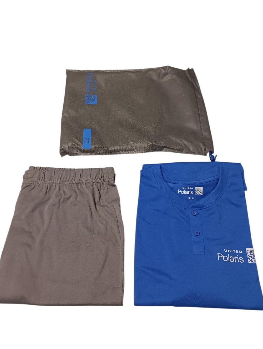 United Polaris Pajamas sz S/M blue gray United Airlines collectible memorabilia